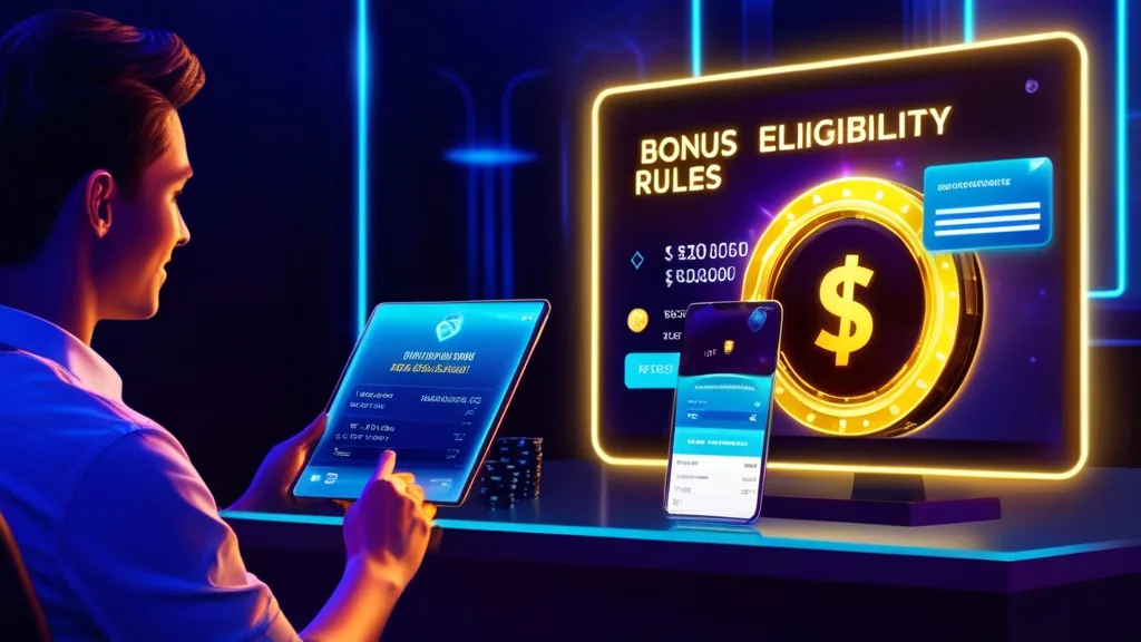 Player reviewing deposit requirements and eligibility rules on a casino screen