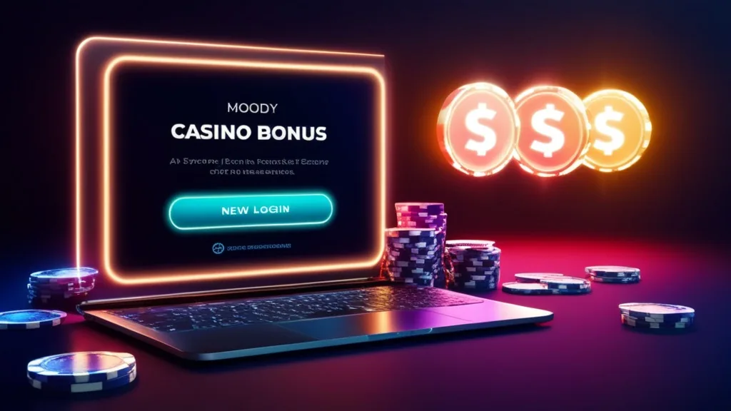 A casino bonus offer displayed beside a secure login screen
