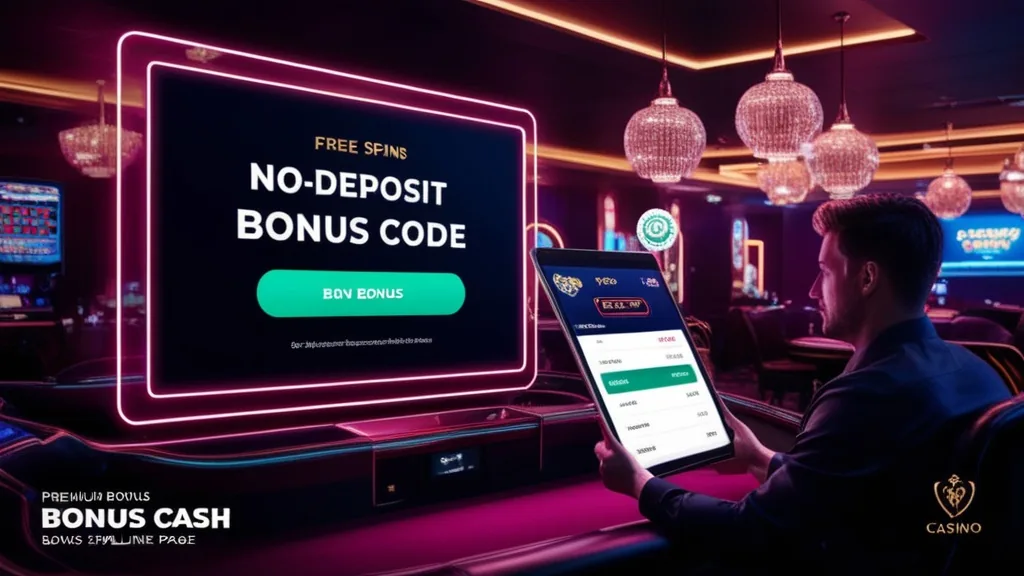 No-deposit promo code displayed beside casino bonus options