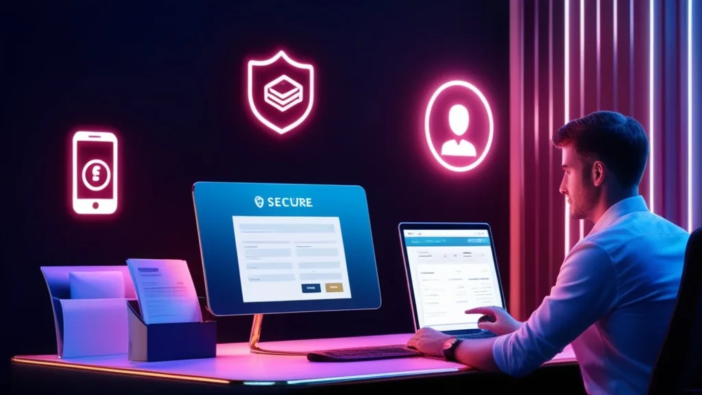 Verification desk with documents and withdrawal checklist in a casino scene